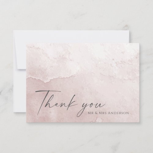 Dusty Rose Simple Watercolor Thank You Card
