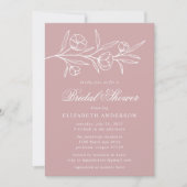 Dusty Rose Sketched Floral Bridal Shower Invitation (Front)