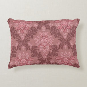 Dusty Rose Soft Pink Burgundy Elegant Damask  Accent Pillow