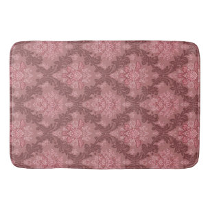 Dusty Rose Soft Pink Burgundy Elegant Damask Bath Mat