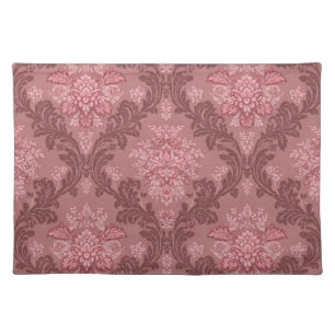 Dusty Rose Soft Pink Burgundy Elegant Damask Cloth Placemat