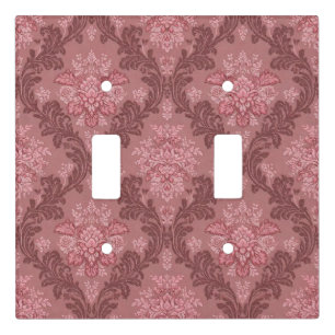 Dusty Rose Soft Pink Burgundy Elegant Damask Light Switch Cover