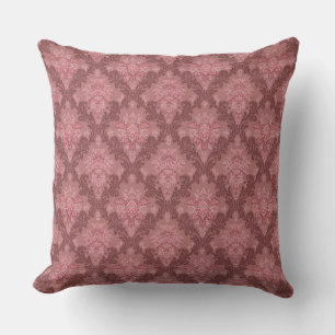 Dusty Rose Soft Pink Burgundy Elegant Damask  Throw Pillow