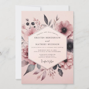 Dusty Rose Somber Bloom Wedding Invitation