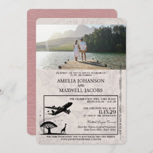 Dusty Rose South Africa Passport Wedding Invitation