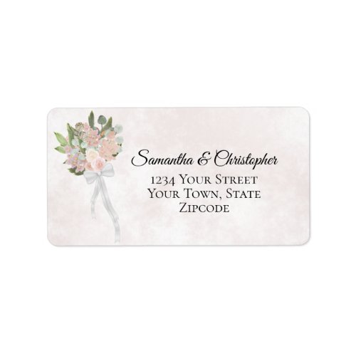 Dusty Rose Spring Floral Bouquet Wedding Address Label