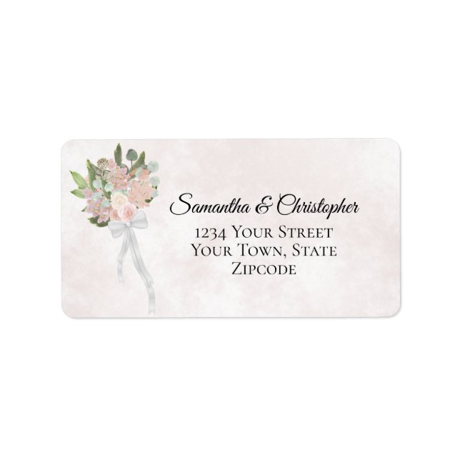Dusty Rose Spring Floral Bouquet Wedding Address Label (Front)