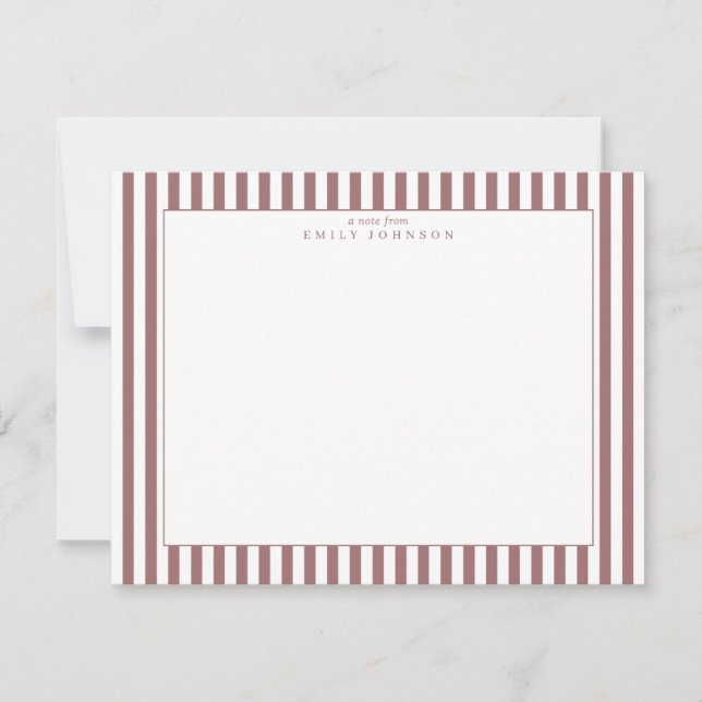 Dusty Rose Striped Note Card (Front)