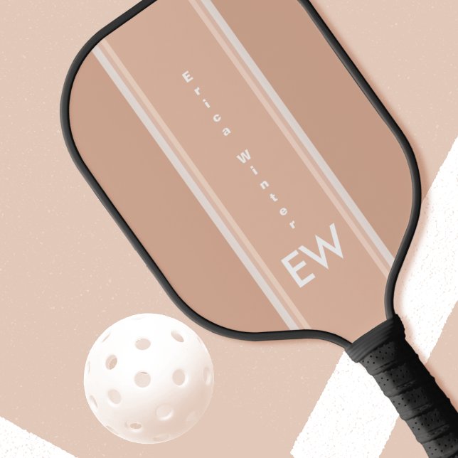 Dusty Rose Stripes Feminine Pink Monogrammed Pickleball Paddle (Creator Uploaded)