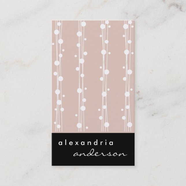 Dusty Rose Stylish Dots & Straw Business Cards (Front)