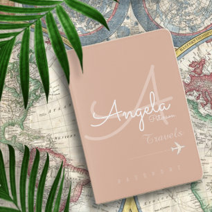 Dusty Rose Stylishly Monogrammed  Passport Holder