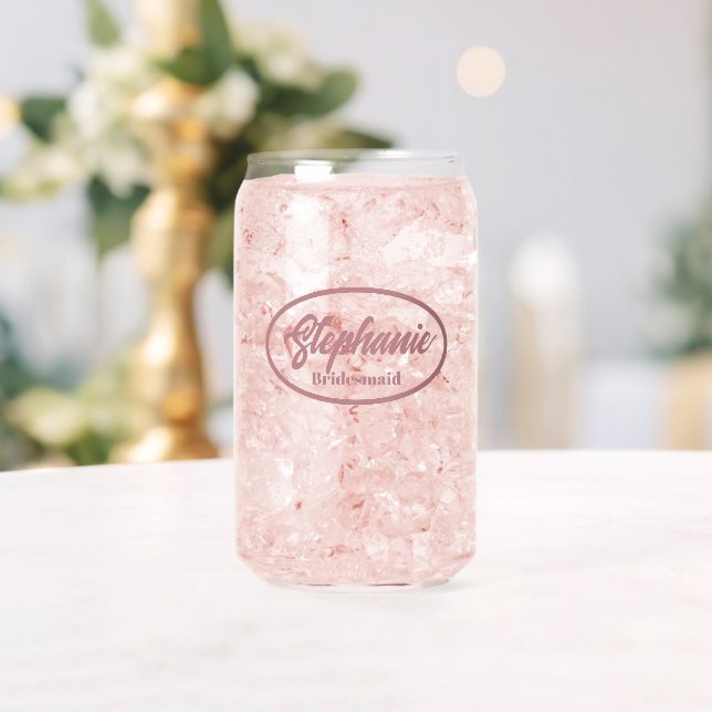 Dusty Rose Stylized Name Bridesmaid Glass (Insitu (Wedding))