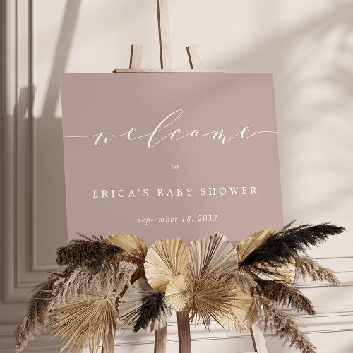 Dusty Rose Taupe Baby Shower Welcome Sign