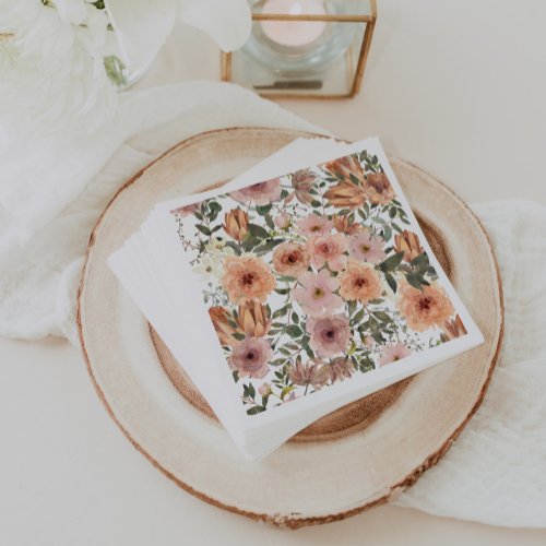 Dusty Rose Terracotta Floral Napkins