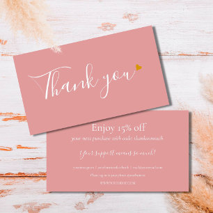 Dusty Rose Thank You For Shopping Discount Card