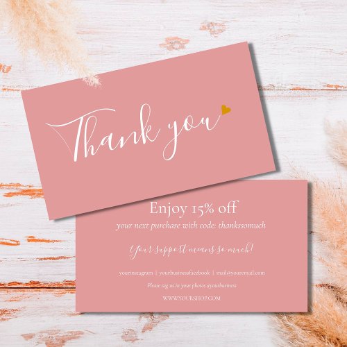 Dusty Rose Thank You For Shopping Discount Card