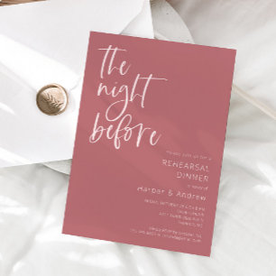 Dusty Rose The Night Before Rehearsal Dinner Invitation