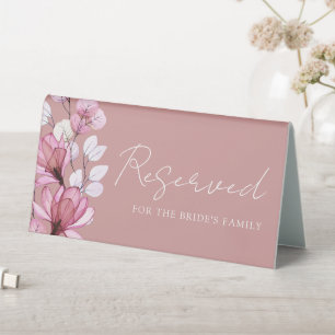 Dusty Rose Transparent Floral Reserved Table Tent
