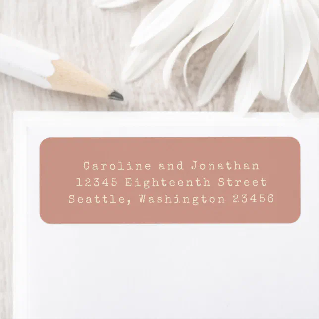 Dusty Rose Typewriter Typography Return Address Label | Zazzle