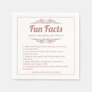 Dusty rose typography Fun Facts vintage wedding Napkins