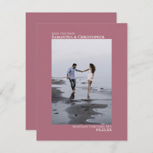 Dusty Rose Vertical Photo Minimalist Wedding Save The Date
