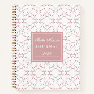Dusty Rose Vine Pattern Journal Custom Name