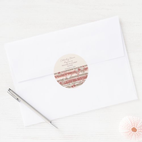 Dusty Rose Vintage Floral Baby Girl Classic Round Sticker