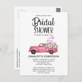 Dusty Rose Vintage Truck Bridal Shower Invitation Postcard (Front/Back)