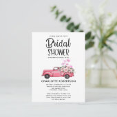 Dusty Rose Vintage Truck Bridal Shower Invitation Postcard (Standing Front)