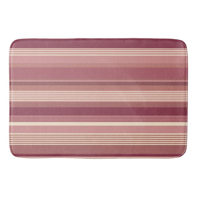 Dusty Rose Warm Muted Pinks Bold Stripes Bath Mat (Front)