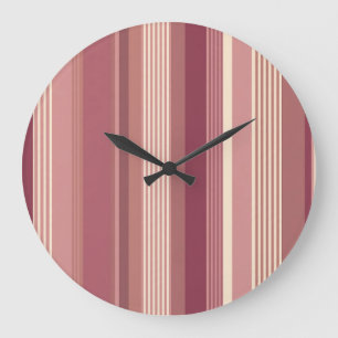 Dusty Rose Warm Muted Pinks Bold Stripes Large Clock