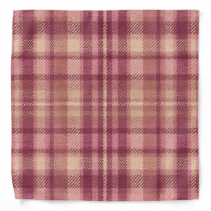 Dusty Rose Warm Muted Pinks Plaid Bandana