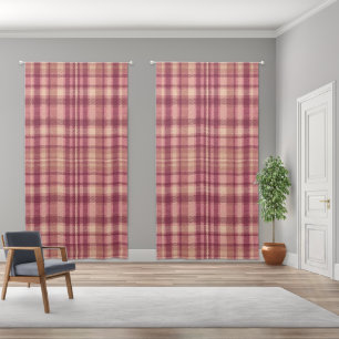 Dusty Rose Warm Muted Pinks Plaid Blackout Curtains