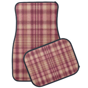 Dusty Rose Warm Muted Pinks Plaid Car Floor Mat