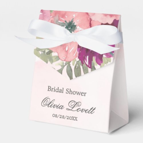 Dusty Rose Watercolor Floral Bridal Shower Favor Boxes