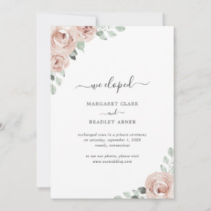 Dusty Rose Watercolor Floral Elegant Wedding Announcement
