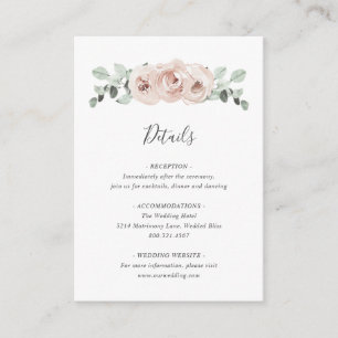 Dusty Rose Watercolor Floral Elegant Wedding Enclosure Card
