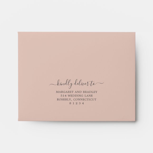 Dusty Rose Watercolor Floral Elegant Wedding Envelope (Front)