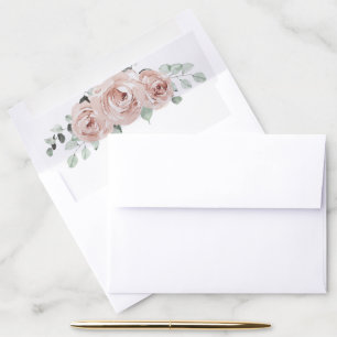 Dusty Rose Watercolor Floral Elegant Wedding Envelope Liner