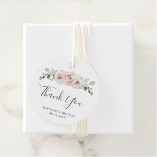 Dusty Rose Watercolor Floral Elegant Wedding Favor Tags