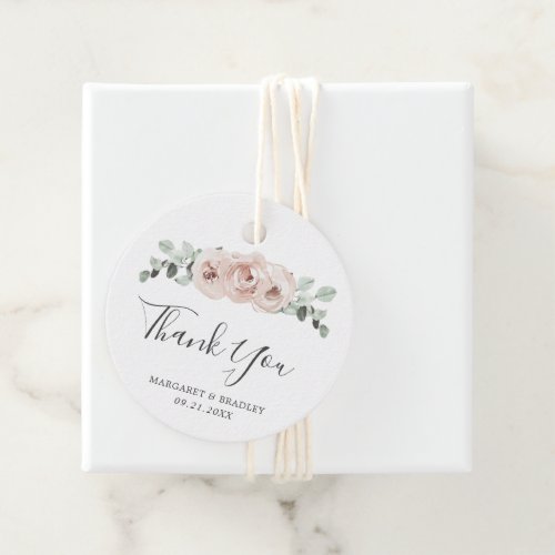 Dusty Rose Watercolor Floral Elegant Wedding Favor Tags