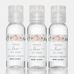 Dusty Rose Watercolor Floral Elegant Wedding Hand Sanitizer
