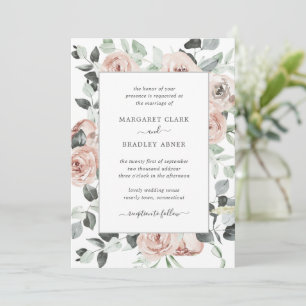 Dusty Rose Watercolor Floral Elegant Wedding Invitation
