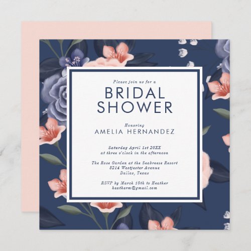 Dusty Rose Watercolor Floral Modern Bridal Shower Invitation