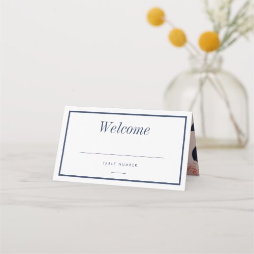 Dusty Rose Watercolor Floral Modern Navy Wedding Place Card