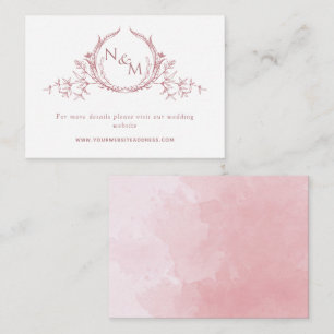 Dusty Rose Watercolor Monogram Wedding Website Enclosure Card