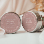 Dusty Rose | Wavy Scallop Border Bridal Shower Classic Round Sticker<br><div class="desc">Perfect for spring or summer garden bridal showers,  this elegant design features a wavy scallop border on a dusty rose pink background. Personalize these bridal shower stickers with your event name,  the date,  and year.</div>