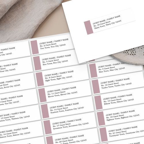 Dusty Rose Wedding 30 Guest Address Labels