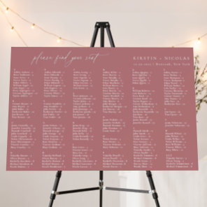 Dusty Rose Wedding Alphabetical Seating Chart Foam Board