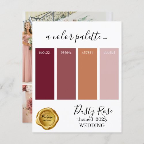 Dusty Rose Wedding colors Palette Card 2023